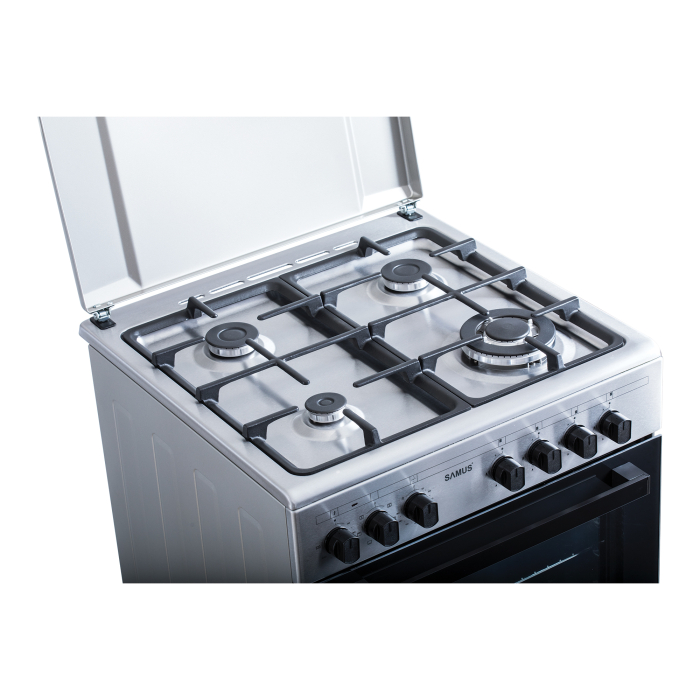 Aragaz cu 4 zone de gatit pe gaz, cuptor electric, INOX, Samus SM662AENS [5]