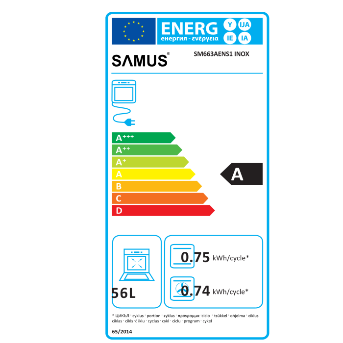 Aragaz mixt, 4 arzatoare gaz, aprindere electrica, lumina, cuptor electric, grill, timer, cuptor 56L, 7 functii, INOX, SAMUS [19]