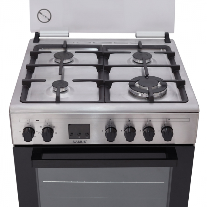 Aragaz cu 4 zone de gatit pe gaz, cuptor electric, INOX, Samus SM663AENS [2]