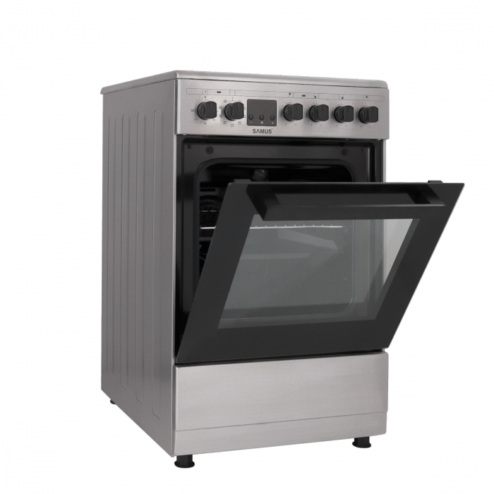 Aragaz cu 4 zone de gatit, plita vitroceramica, cuptor electric, INOX, Samus SM564VTE [2]