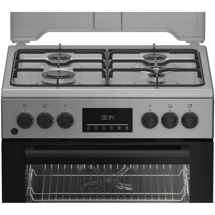 Aragaz cu cuptor electric, 4 arzatoare gaz, aprindere electrica, 72 L, timer, Inox, BEKO [2]