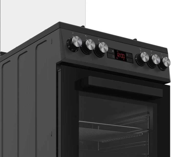 Aragaz cu cuptor electric, 4 arzatoare gaz, convectie 3D, clasa A, timer, grill, lumina, 50 x 60 cm, Antracit, BEKO [5]