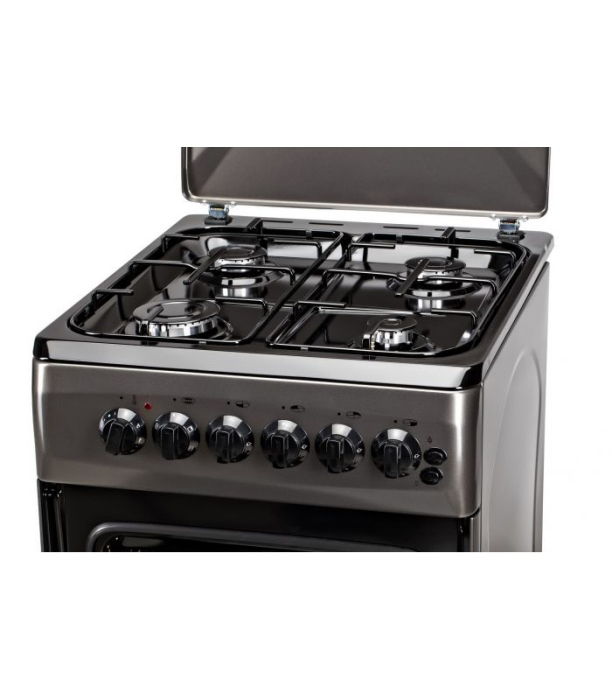 Aragaz cu cuptor electric, 4 arzatoare, siguranta, aprindere electrica, grill, iluminare, 50 x 60 cm, 2 in 1, GPL+GN, Gri, LDK [4]