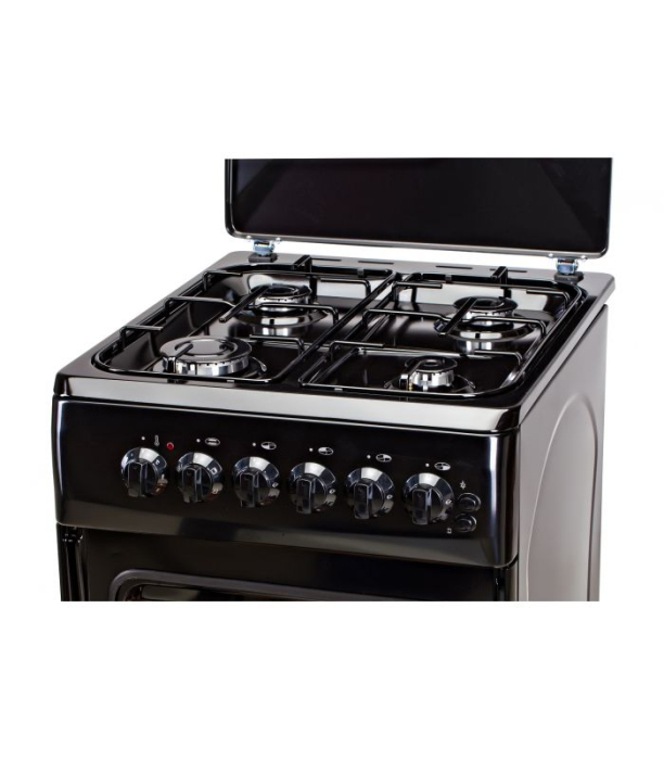 Aragaz cu cuptor electric, 4 arzatoare, siguranta, aprindere electrica, ventilatie, grill, convectie, iluminare, 50 x 60 cm, 2 in 1, GPL+GN, Negru, LDK [4]