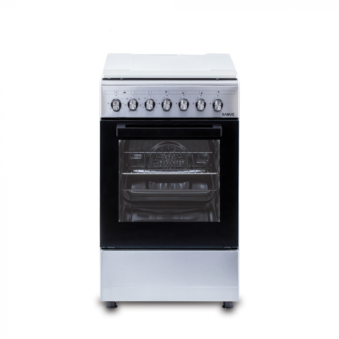Aragaz cu cuptor electric, 7 functii, capacitate 43 L, 4 arzatoare gaz, grill, aprindere electrica, gratare din fonta, Inox, Samus [6]