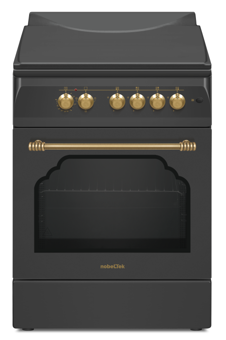 Aragaz cu cuptor electric, rustic, 4 arzatoare gaz, aprindere electrica, gratare fonta, lumina, GPL, Negru, NOBELTEK [5]
