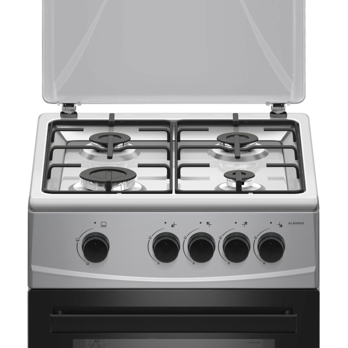 Aragaz cu cuptor pe gaz, 4 arzatoare, 50 cm, cuptor 52 L, capac metalic, GPL, inox, ALBATROS [3]