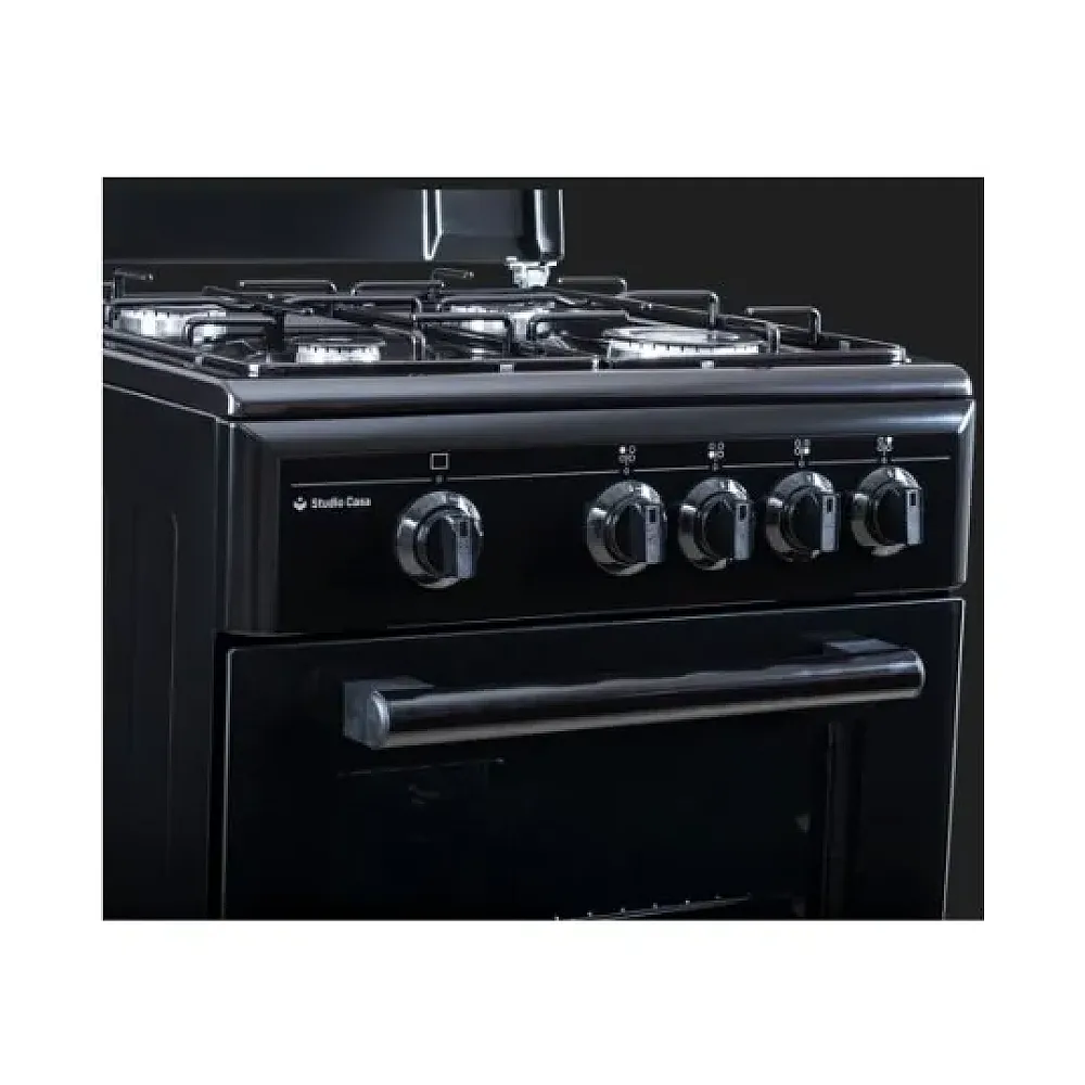 Aragaz cu cuptor pe gaz, 4 arzatoare, 50 x 55 cm, duze Gpl, volum cuptor 49 L, Negru, Studio Casa Viva Galaxy [4]