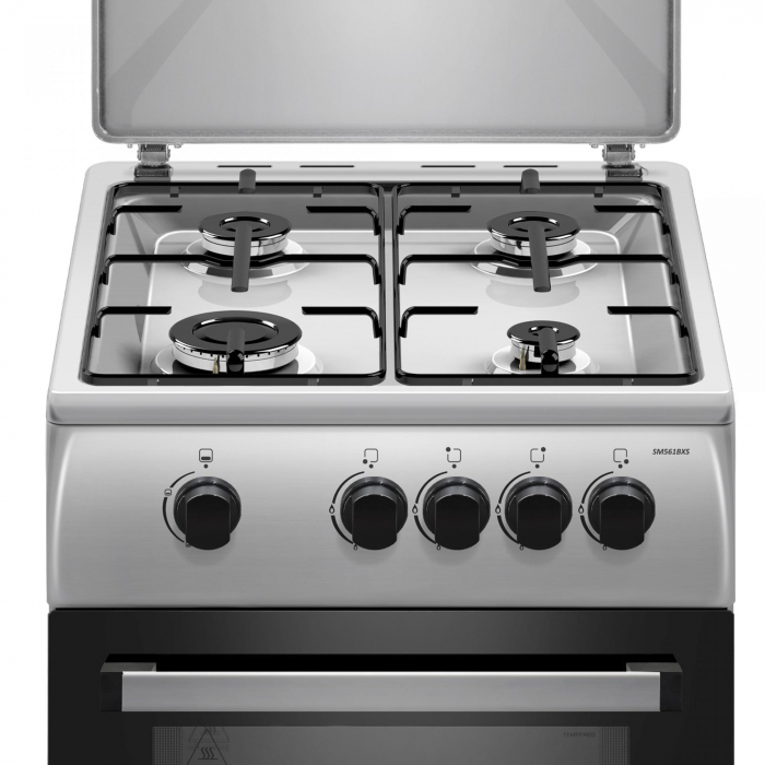 Aragaz cu cuptor pe gaz, 4 arzatoare, 50 x 60 cm, 2 in 1 Gpl/Gaz natural, inox, Samus [2]