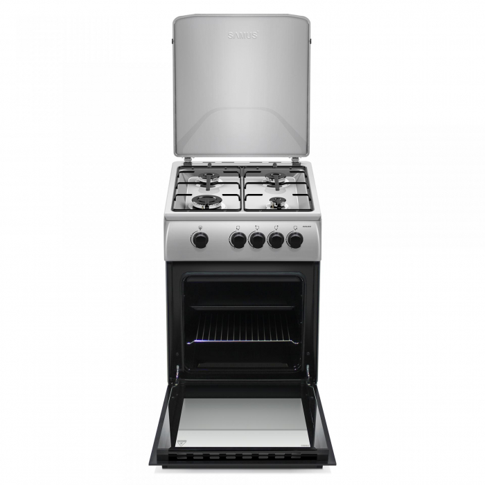 Aragaz cu cuptor pe gaz, 4 arzatoare, 50 x 60 cm, 2 in 1 Gpl/Gaz natural, inox, Samus [3]