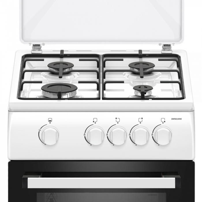 Aragaz cu cuptor pe gaz, 4 arzatoare, 50 x 60 cm, 2 in 1 Gpl/Gaz natural, alb, Samus [4]