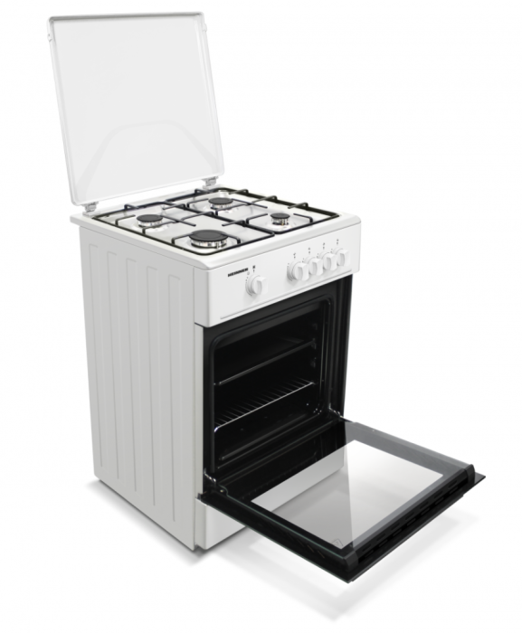 Aragaz cu cuptor pe gaz, 4 arzatoare, 60 x 60 cm, aprindere electrica, duze GPL, siguranta plita si cuptor, Alb, HEINNER [4]