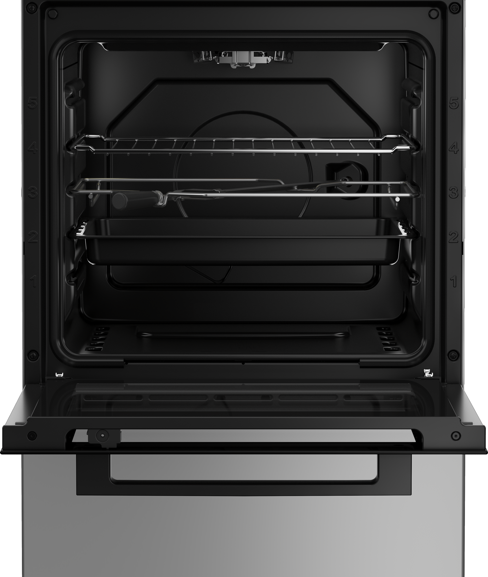 Aragaz cu cuptor pe gaz, 4 arzatoare. aprindere electrica, 50 x 60 cm, cuptor 55 L, lumina, inox, BEKO [4]