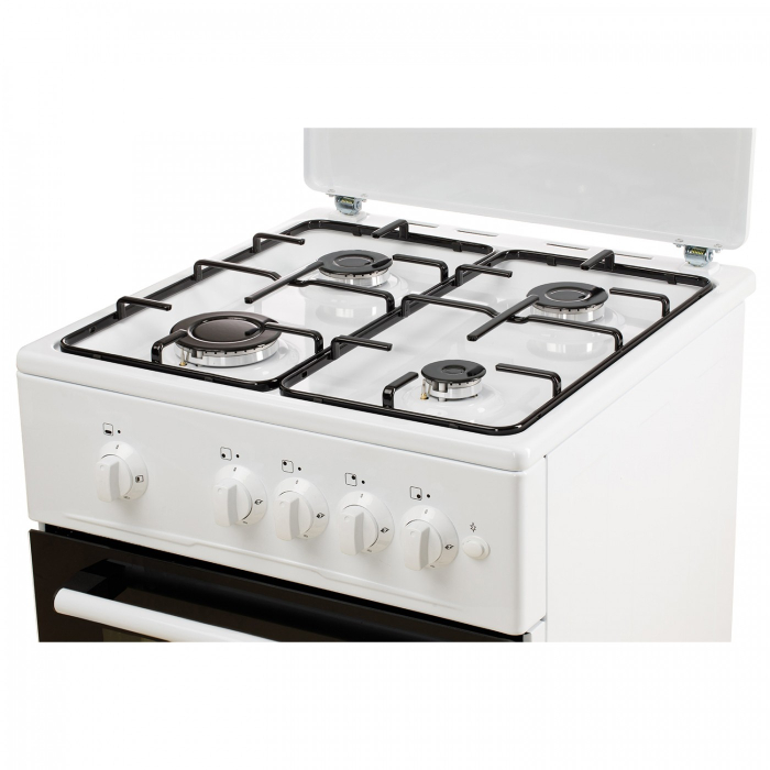 Aragaz cu cuptor pe gaz, 4 arzatoare, aprindere electrica, capac metalic, 50 x 50 cm, GPL + GN, Alb, LDK [3]