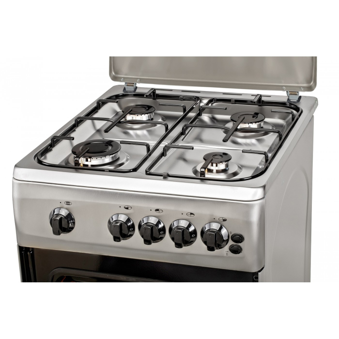 Aragaz cu cuptor pe gaz, 4 arzatoare, aprindere electrica, lumina cuptor, rotisor, grill, siguranta, 50 x 60 cm, Inox, LDK [4]