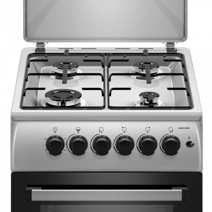 Aragaz cu cuptor pe gaz, 4 arzatoare, aprindere electrica, timer, Gpl/Gaz natural, Inox, Samus [4]