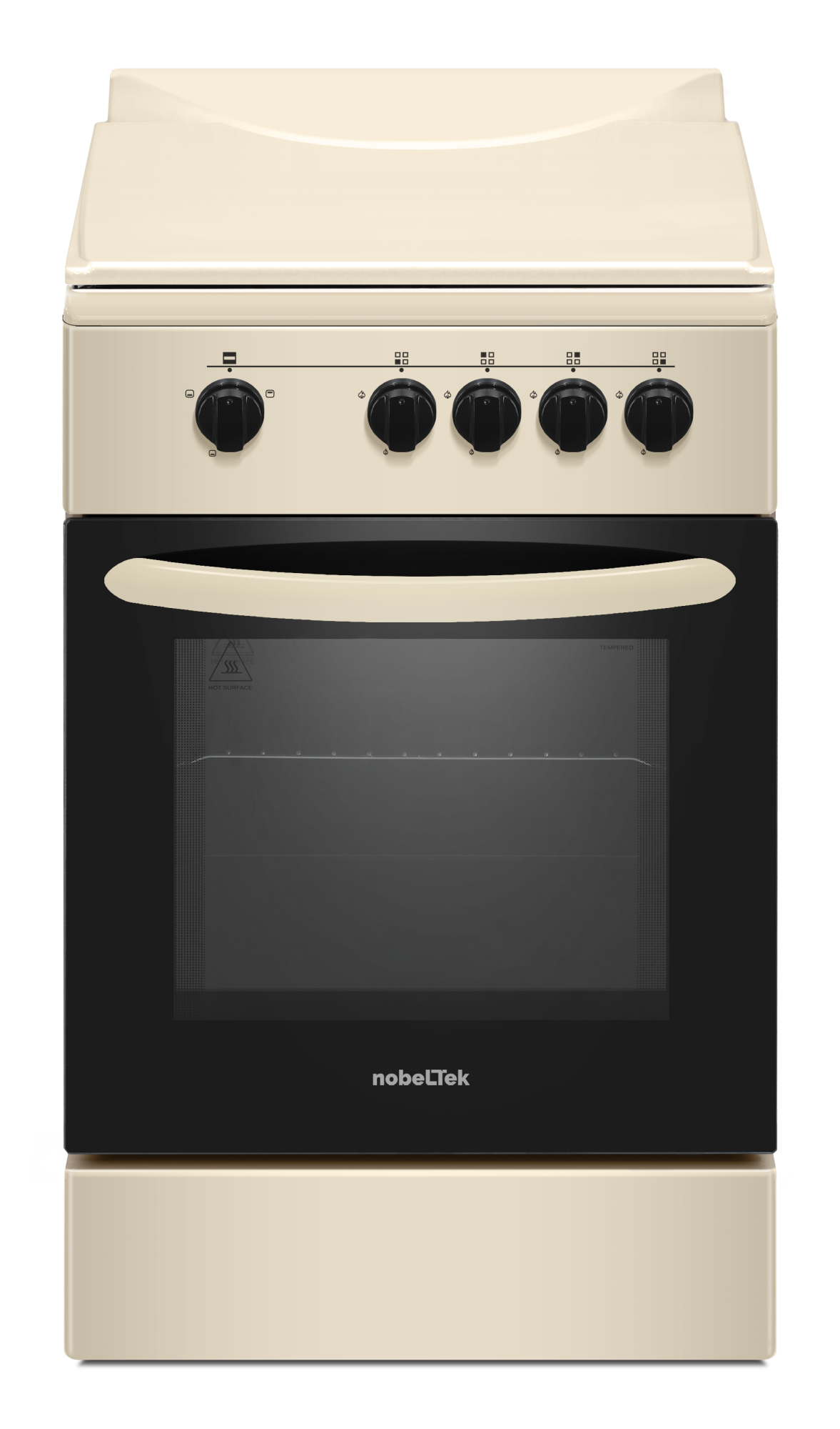 Aragaz cu cuptor pe gaz, 4 arzatoare, GPL, 50 x 55 cm, siguranta gaz, capac metalic, email, Bej, NOBELTEK [2]