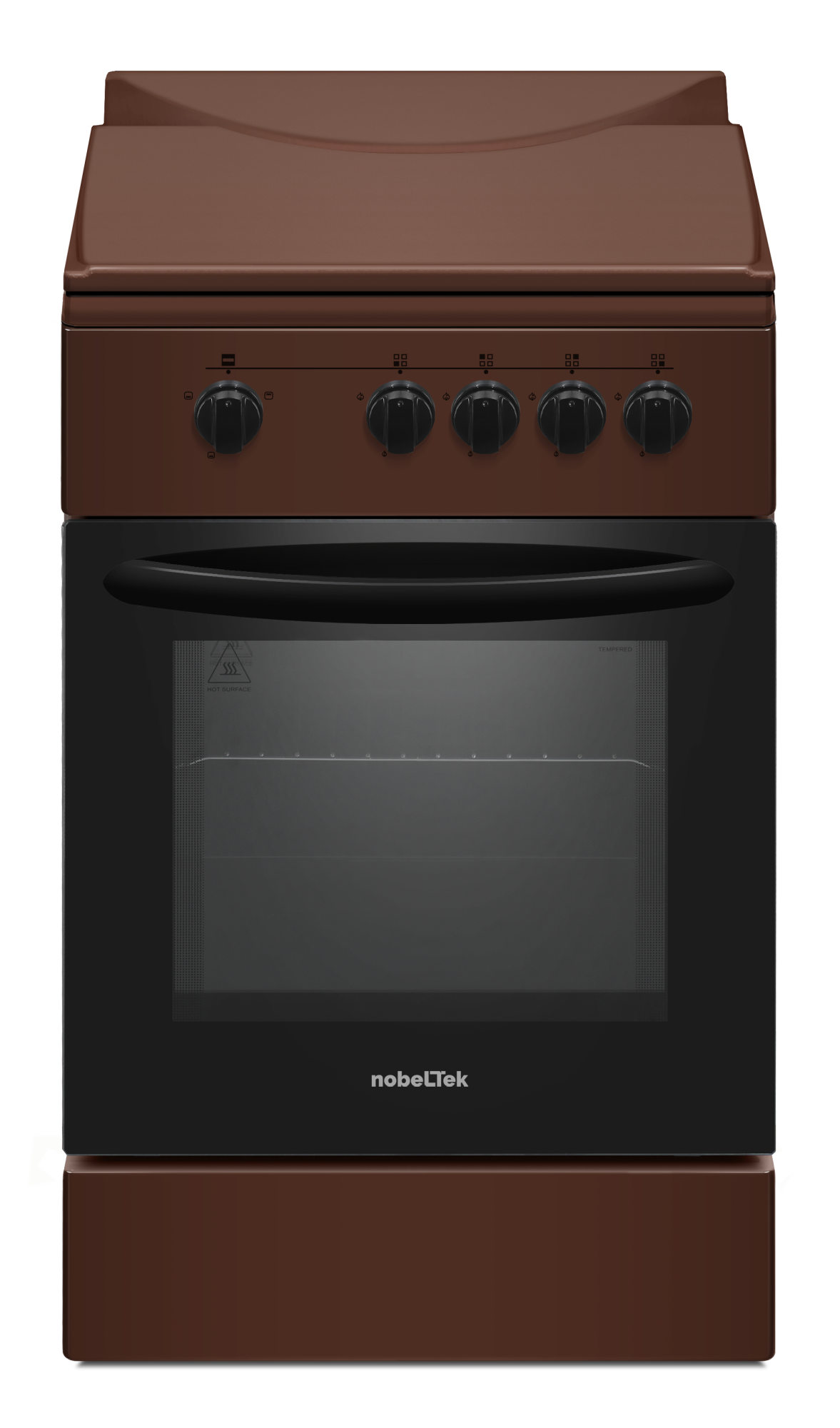 Aragaz cu cuptor pe gaz, 4 arzatoare, GPL, 50 x 55 cm, siguranta gaz, capac metalic, email, Maro, NOBELTEK [2]