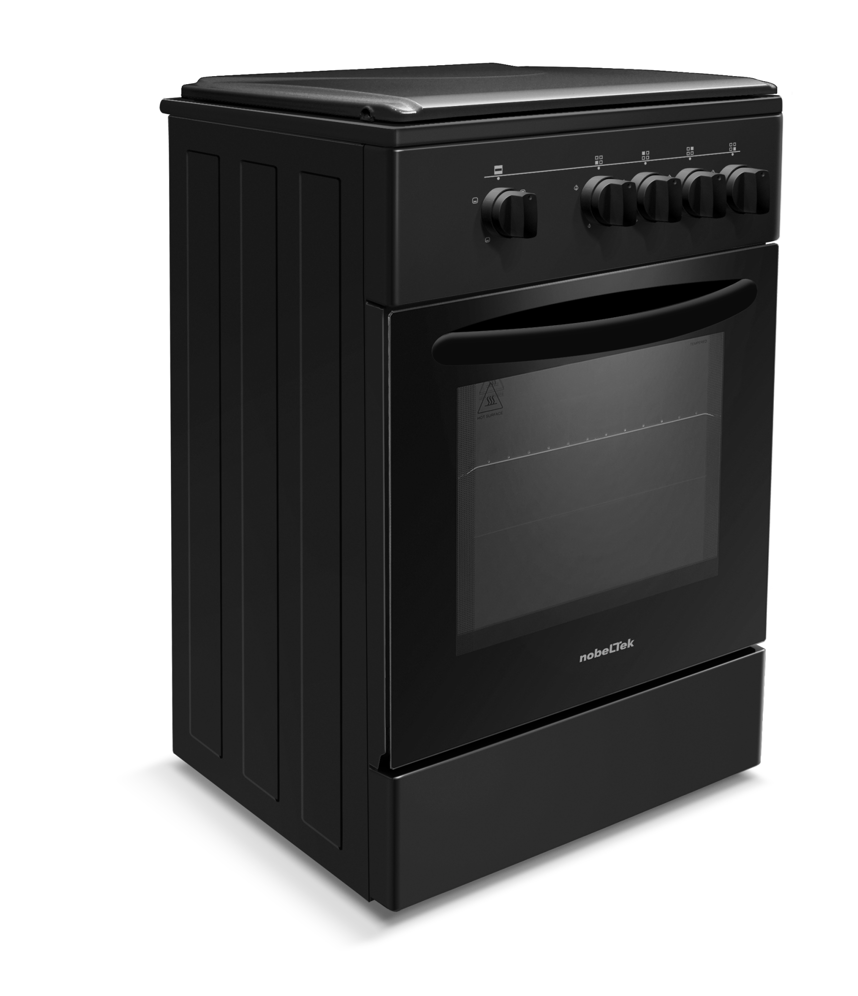 Aragaz cu cuptor pe gaz, 4 arzatoare, GPL, 50 x 55 cm, siguranta gaz, capac metalic, email, Negru, NOBELTEK [3]