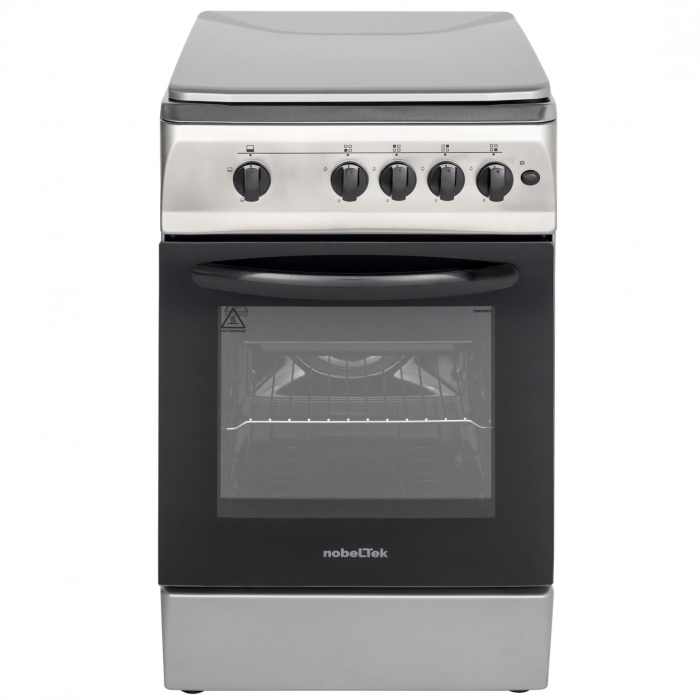 Aragaz cu cuptor pe gaz, 4 arzatoare, GPL, 50 x 60 cm, siguranta gaz, aprindere electrica, capac metalic, Inox, NOBELTEK [2]