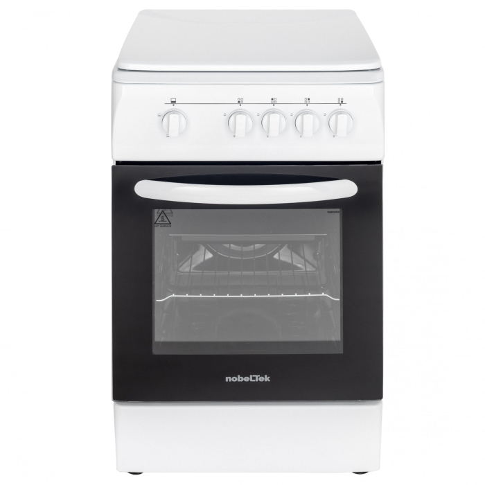 Aragaz cu cuptor pe gaz, 4 arzatoare, GPL, 50 x 60 cm, siguranta gaz, capac metalic, email, Alb, NOBELTEK [2]