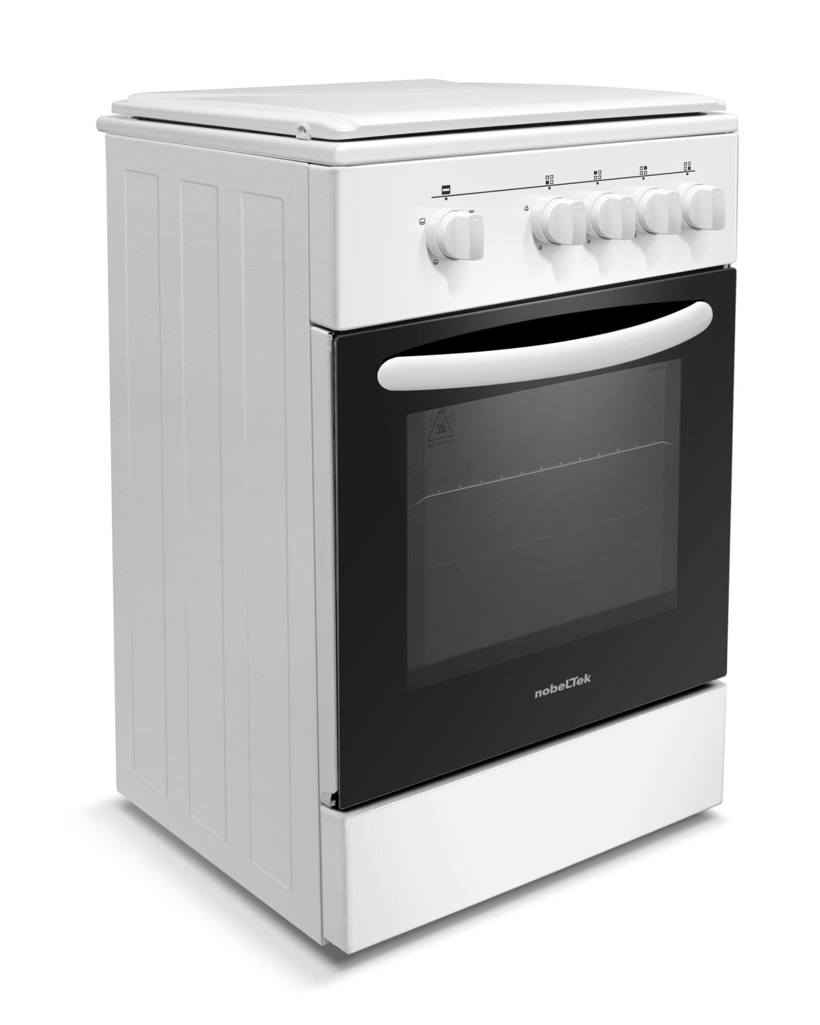 Aragaz cu cuptor pe gaz, 4 arzatoare, GPL, 50 x 60 cm, siguranta gaz, capac metalic, email, Alb, NOBELTEK [3]