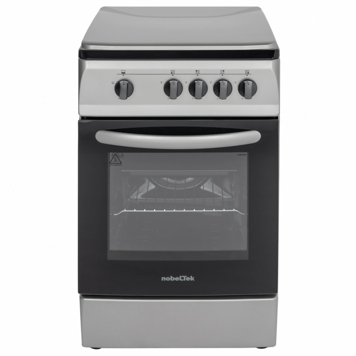 Aragaz cu cuptor pe gaz, 4 arzatoare, GPL, 50 x 60 cm, siguranta gaz, capac metalic, email, Argintiu, NOBELTEK [2]