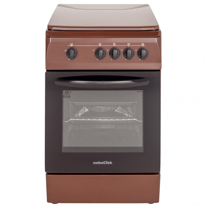 Aragaz cu cuptor pe gaz, 4 arzatoare, GPL, 50 x 60 cm, siguranta gaz, capac metalic, email, Maro, NOBELTEK [2]