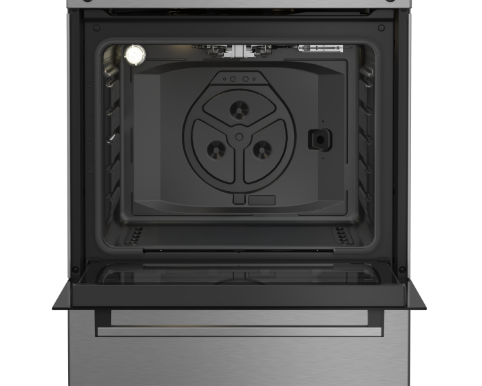 Aragaz cu cuptor pe gaz, 4 arzatoare, grill, 60 cm, rotisor, aprindere electrica plita si cuptor, Inox, BEKO [6]