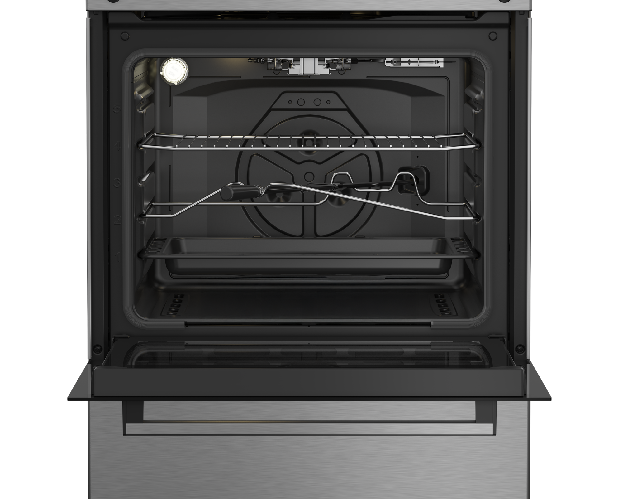 Aragaz cu cuptor pe gaz, 4 arzatoare, grill, 60 cm, rotisor, aprindere electrica plita si cuptor, Inox, BEKO [5]