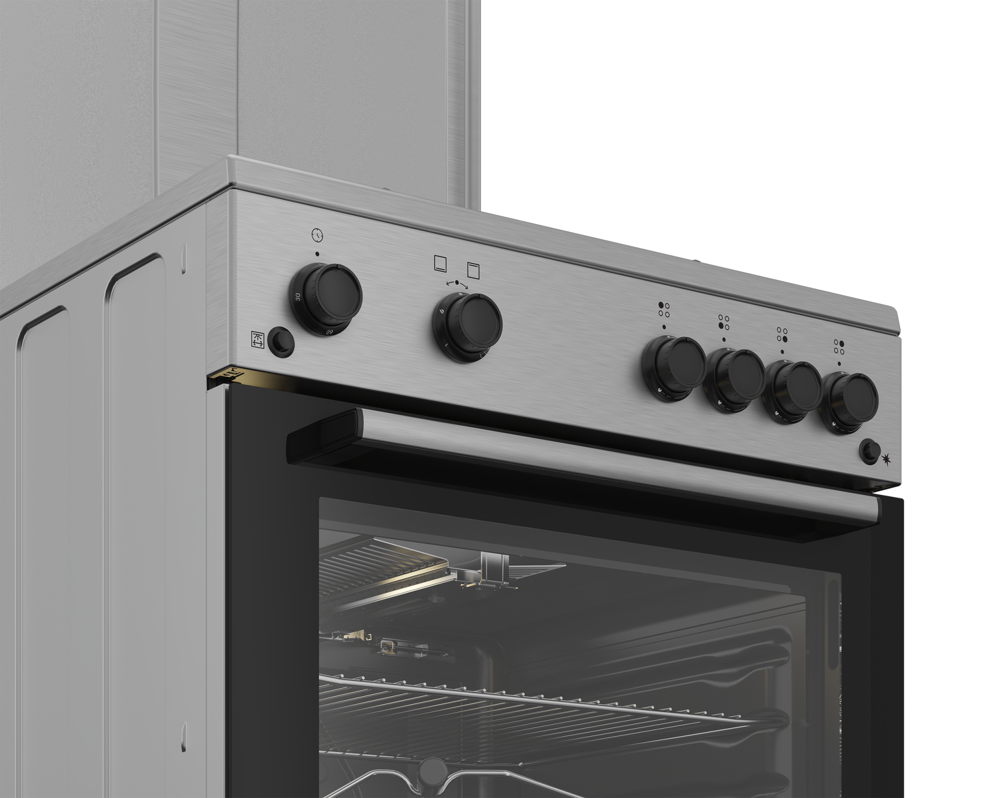 Aragaz cu cuptor pe gaz, 4 arzatoare, grill, 60 cm, rotisor, aprindere electrica plita si cuptor, Inox, BEKO [3]