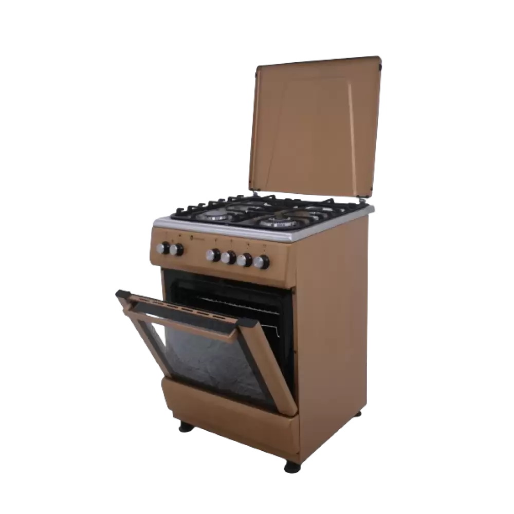 Aragaz cu cuptor pe gaz, 4 arzatoare, grill electric, 60 x 60 m, gratare fonta, aprindere electrica, valve siguranta, clasa A, Cappuccino + Inox, Studio Casa Peony Cappuccino Cream [2]