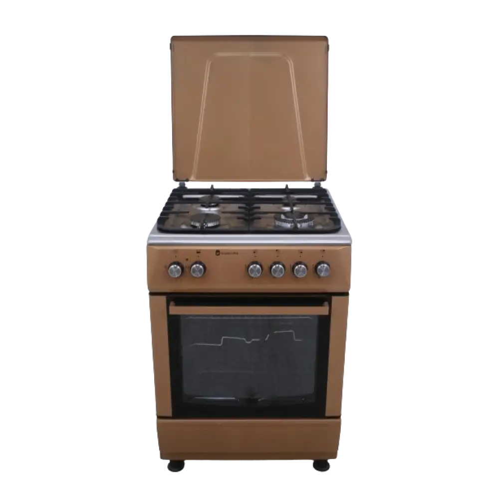 Aragaz cu cuptor pe gaz, 4 arzatoare, grill electric, 60 x 60 m, gratare fonta, aprindere electrica, valve siguranta, clasa A, Cappuccino + Inox, Studio Casa Peony Cappuccino Cream [1]