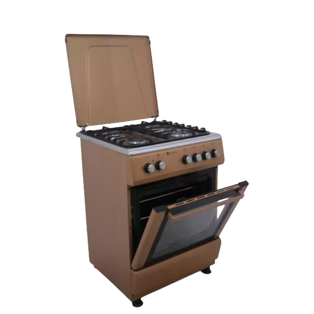 Aragaz cu cuptor pe gaz, 4 arzatoare, grill electric, 60 x 60 m, gratare fonta, aprindere electrica, valve siguranta, clasa A, Cappuccino + Inox, Studio Casa Peony Cappuccino Cream [4]