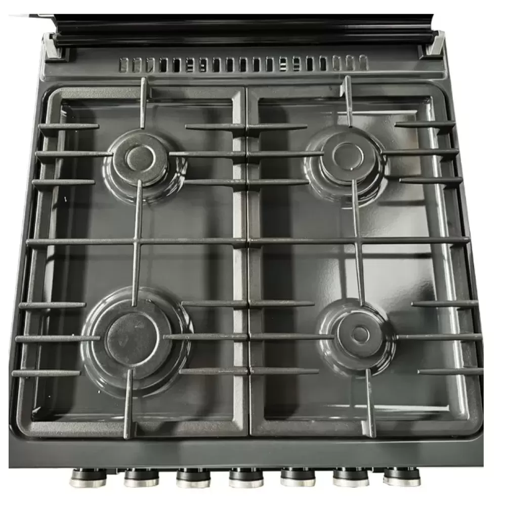 Aragaz cu cuptor pe gaz, 4 arzatoare, grill electric, rotisor, 60 x 60 cm, gratare fonta, clasa A, aprindere electrica, gri, Studio Casa Scala Graphite Grey [2]