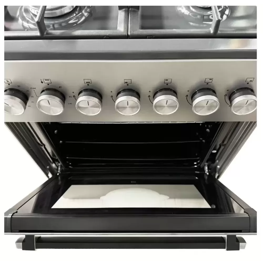 Aragaz cu cuptor pe gaz, 4 arzatoare, grill electric, rotisor, 60 x 60 cm, gratare fonta, clasa A, aprindere electrica, gri, Studio Casa Scala Graphite Grey [3]