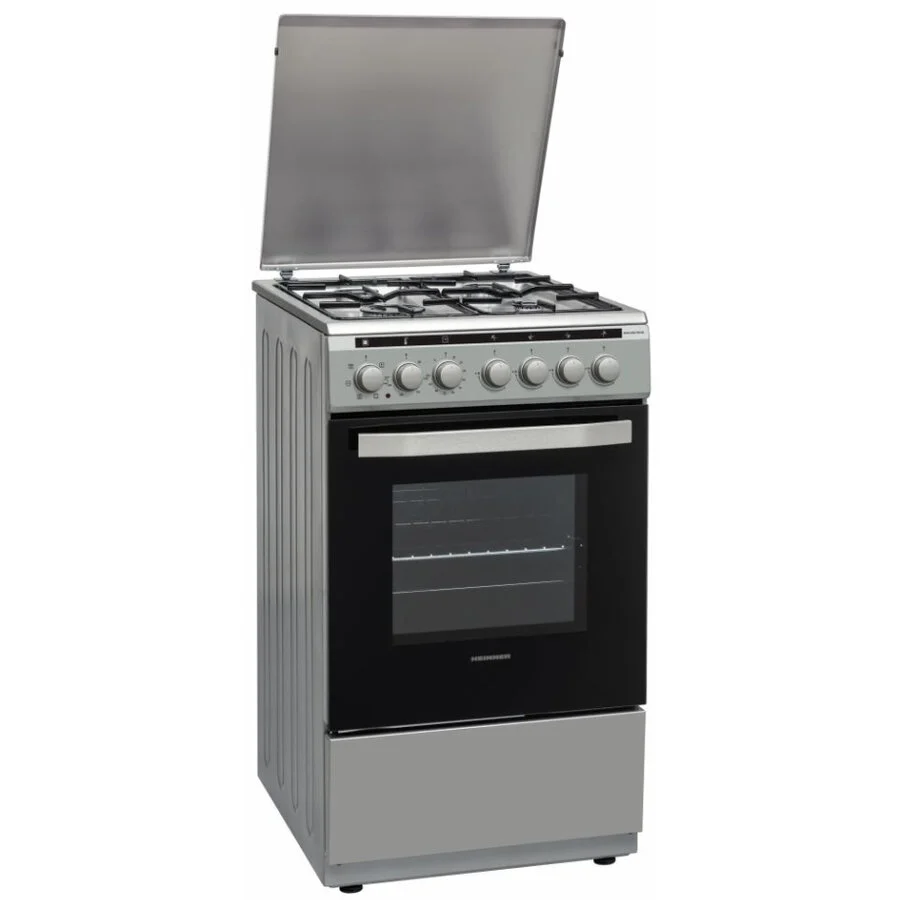 Aragaz cu cuptor pe gaz, 4 arzatoare, grill, sertar pt vase, lumina cuptor, 50 x 60 cm, aprindere electrica, Heinner [1]