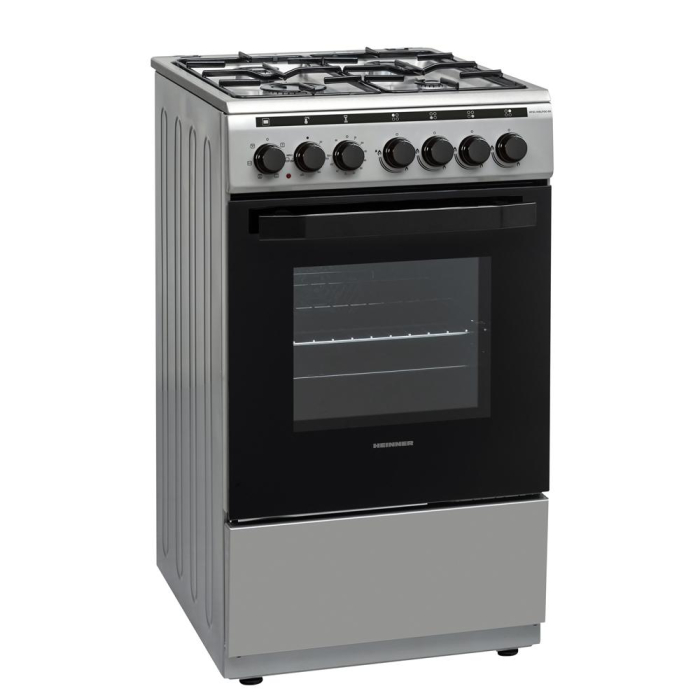 Aragaz cu cuptor electric, 4 arzatoare gaz, grill, sertar pt vase, lumina cuptor, 50 x 60 cm, aprindere electrica, Heinner [2]