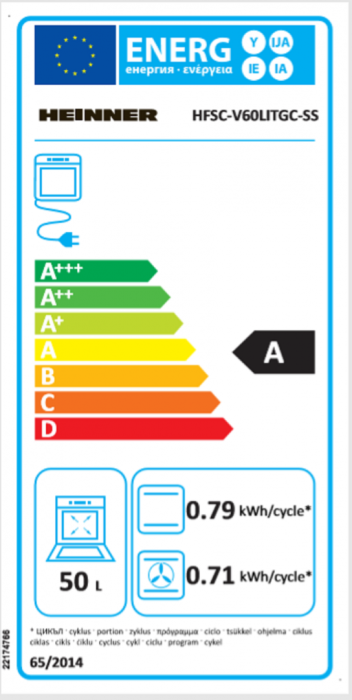 Aragaz cu cuptor electric, 4 arzatoare gaz, grill, sertar pt vase, lumina cuptor, 50 x 60 cm, aprindere electrica, Heinner [3]