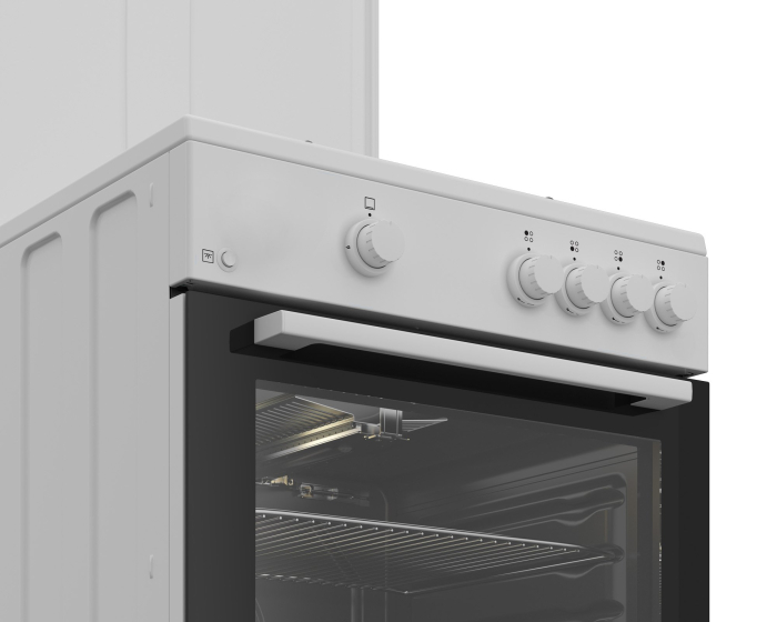 Aragaz cu cuptor pe gaz, 4 arzatoare, lumina cuptor, tava, gratar, 60 x 60 cm, Alb, ARCTIC [5]