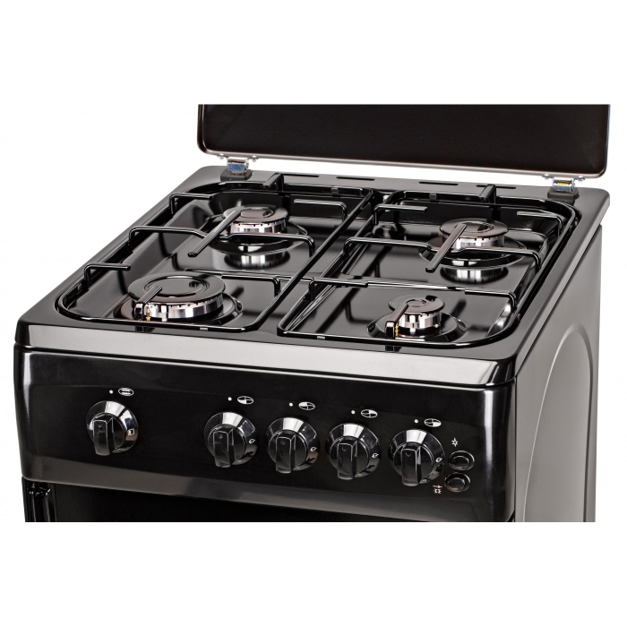 Aragaz cu cuptor pe gaz, 4 arzatoare, siguranta, aprindere electrica, grill, rotisor, iluminare, 50 x 60 cm, 2 in 1, GPL+GN, Negru, LDK [5]