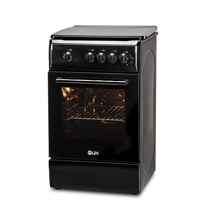Aragaz cu cuptor pe gaz, 4 arzatoare, siguranta, aprindere electrica, grill, rotisor, iluminare, 50 x 60 cm, 2 in 1, GPL+GN, Negru, LDK [4]