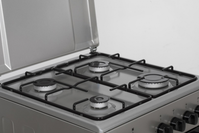 Aragaz cu cuptor pe gaz, 4 ochiuri, 50cm, duze GPL incluse, argintiu, Heinner [6]