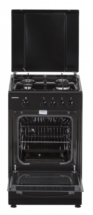 Aragaz cu cuptor pe gaz, 4 ochiuri, 50cm, duze GPL incluse, negru, Heinner [2]