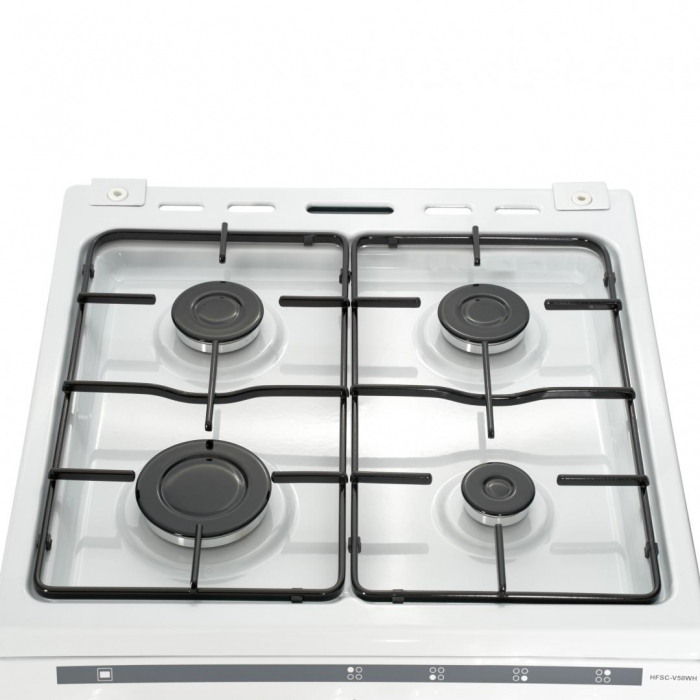 Aragaz cu cuptor pe gaz, 4 ochiuri, 50cm, duze GPL incluse, siguranta flacara, alb, Heinner [4]