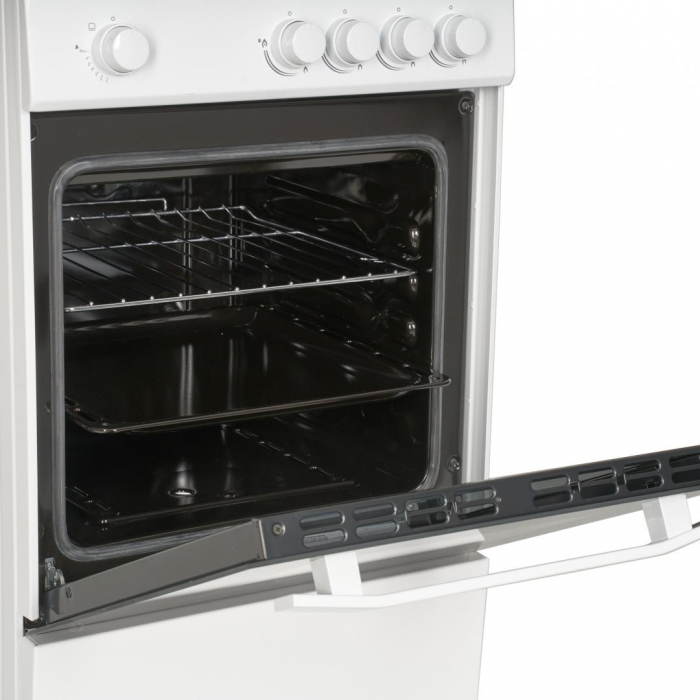 Aragaz cu cuptor pe gaz, 4 ochiuri, 50cm, duze GPL incluse, siguranta flacara, alb, Heinner [3]