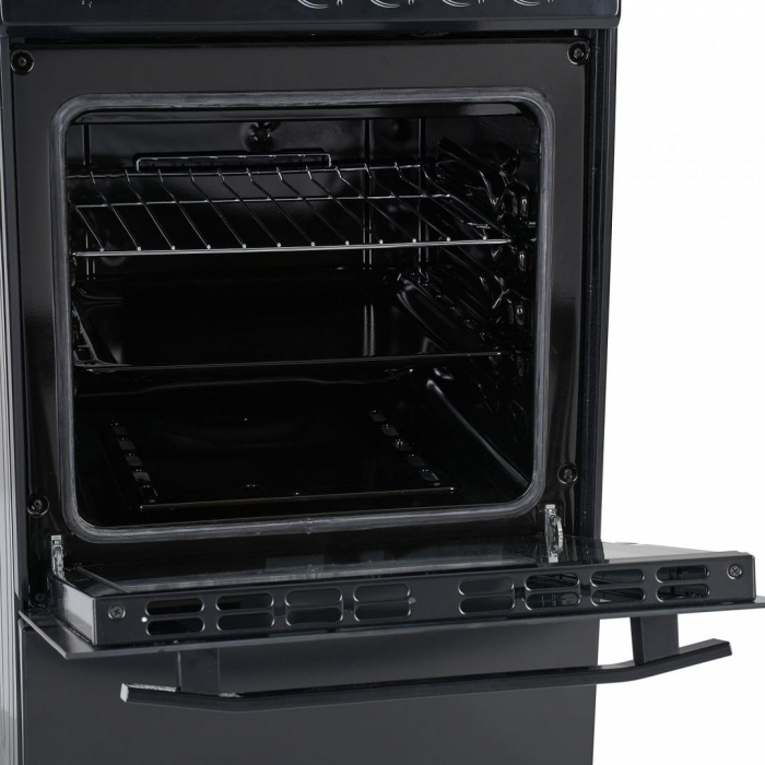 Aragaz cu cuptor pe gaz, 4 ochiuri, 50cm, duze GPL incluse, siguranta flacara, negru, Heinner [3]