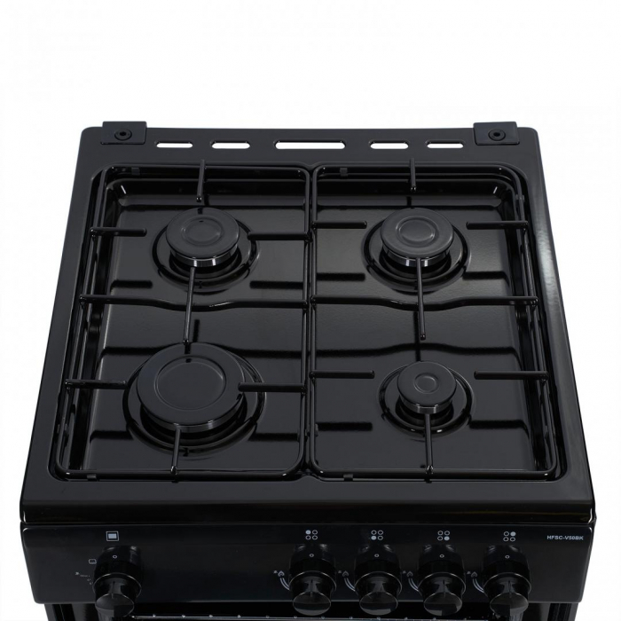 Aragaz cu cuptor pe gaz, 4 ochiuri, 50cm, duze GPL incluse, siguranta flacara, negru, Heinner [4]