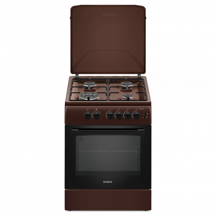 Aragaz cu cuptor pe gaz, 4 ochiuri, 60 x 60 cm, aprindere electrica, grill, timer, Samus [1]