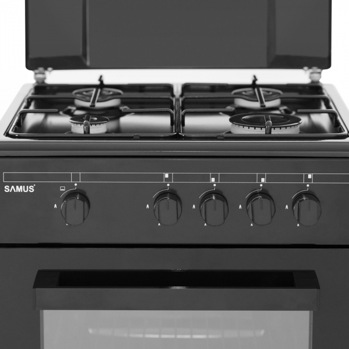 Aragaz cu cuptor pe gaz, 4 ochiuri, geam dublu cuptor, Samus SM450BBS [4]